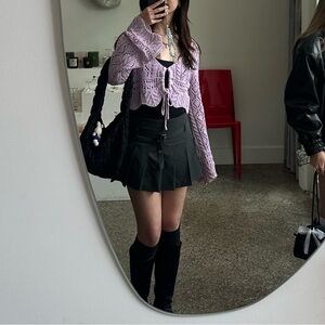 Purple Cropped Cardigan